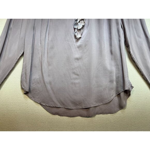 Gap Womens Long Sleeve Blouse Top Size M Mauve Ruffle Top Business Travel Chic - Picture 3 of 11